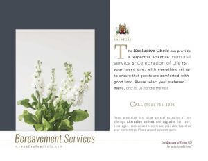 Exclusive Chefs Menu Bereavement page 1
